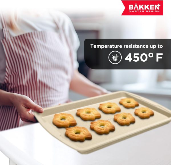 Bakken Swiss Cookie Sheet 3 Piece Set - Non-Stick, Stackable Baking Pans, White marble Deluxe Ceramic Coating – Dishwasher Safe - for Home Baking - Image 7