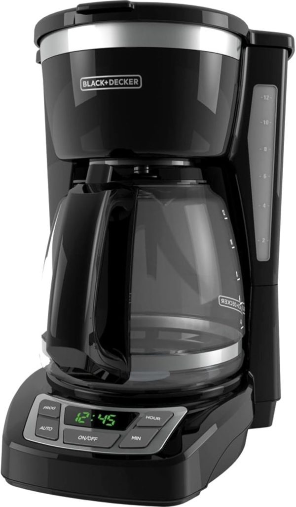 BLACK+DECKER 12-Cup Digital Coffee Maker, Programmable, Washable Basket Filter, Sneak-A-Cup, Auto Brew, Water Window, Keep Hot Plate, Black - Image 2