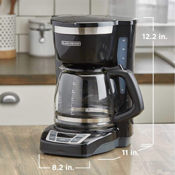 BLACK+DECKER 12-Cup Digital Coffee Maker, Programmable, Washable Basket Filter, Sneak-A-Cup, Auto Brew, Water Window, Keep Hot Plate, Black - Image 3
