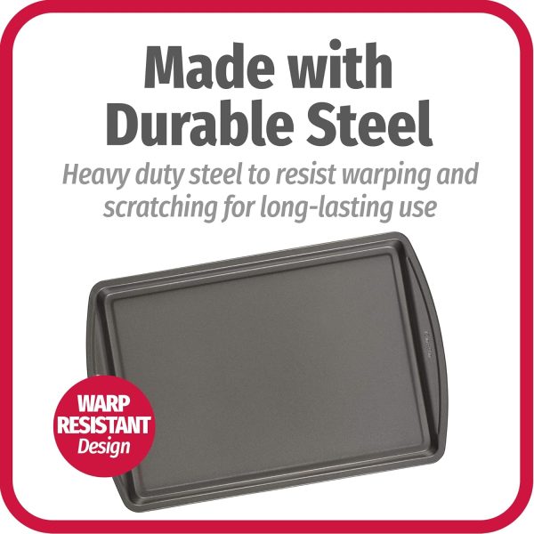 GoodCook Everyday Nonstick Carbon Steel 13” x 9” Baking Sheet Set, 3 Pack – Standard-Sized Carbon Steel Cooking Pans, Bakeware Set, Cookie Sheets for Baking, Oven Pan Set - Image 4