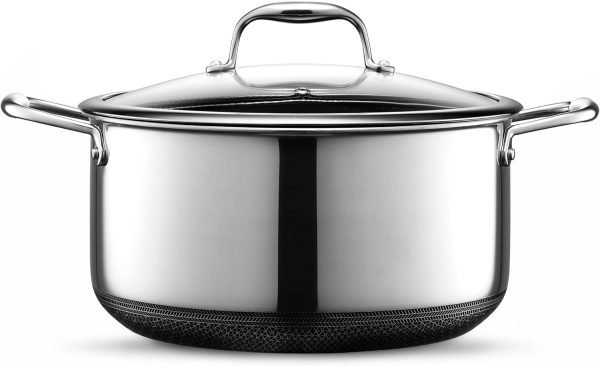 HexClad Hybrid Nonstick 8-Quart Stockpot with Tempered Glass Lid, Dishwasher Safe, Induction Ready, Compatible with All Cooktops - Image 3