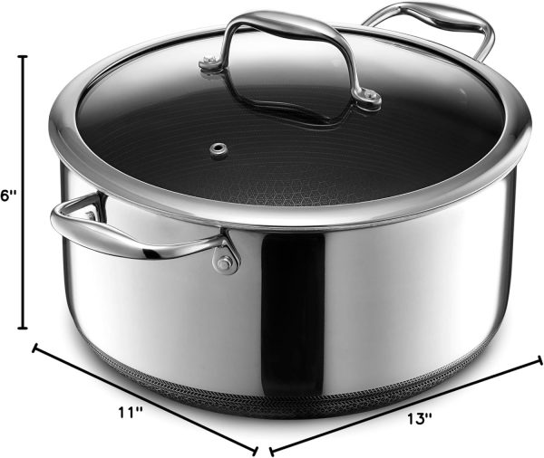 HexClad Hybrid Nonstick 8-Quart Stockpot with Tempered Glass Lid, Dishwasher Safe, Induction Ready, Compatible with All Cooktops - Image 7