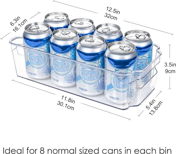 HOOJO Refrigerator Organizer Bins - 8pcs Clear Plastic Bins For Fridge, Freezer, Kitchen Cabinet, Pantry Organization, BPA Free Fridge Organizer, 12.5" Long, Clear - Image 2