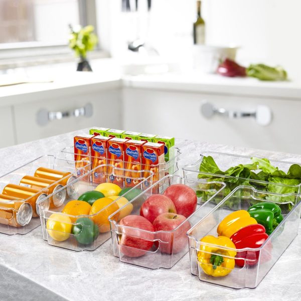 HOOJO Refrigerator Organizer Bins - 8pcs Clear Plastic Bins For Fridge, Freezer, Kitchen Cabinet, Pantry Organization, BPA Free Fridge Organizer, 12.5" Long, Clear - Image 7
