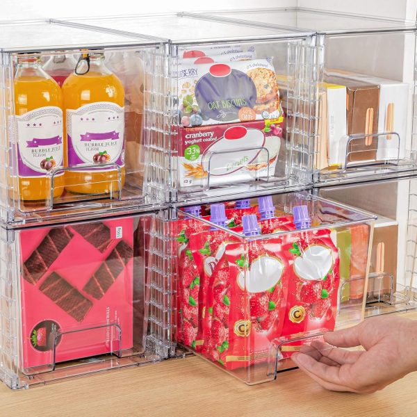 Vtopmart 4 Pack Large Stackable Storage Drawers,Easily Assemble Acrylic Bathroom Closet Undersink Organizers and Storage,Plastic Storage Bins for Kitchen Cabinets,Pantry,Makeup,Medicine Organization - Image 6